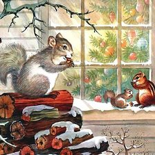 Схема вышивки «Новогодние белочки»