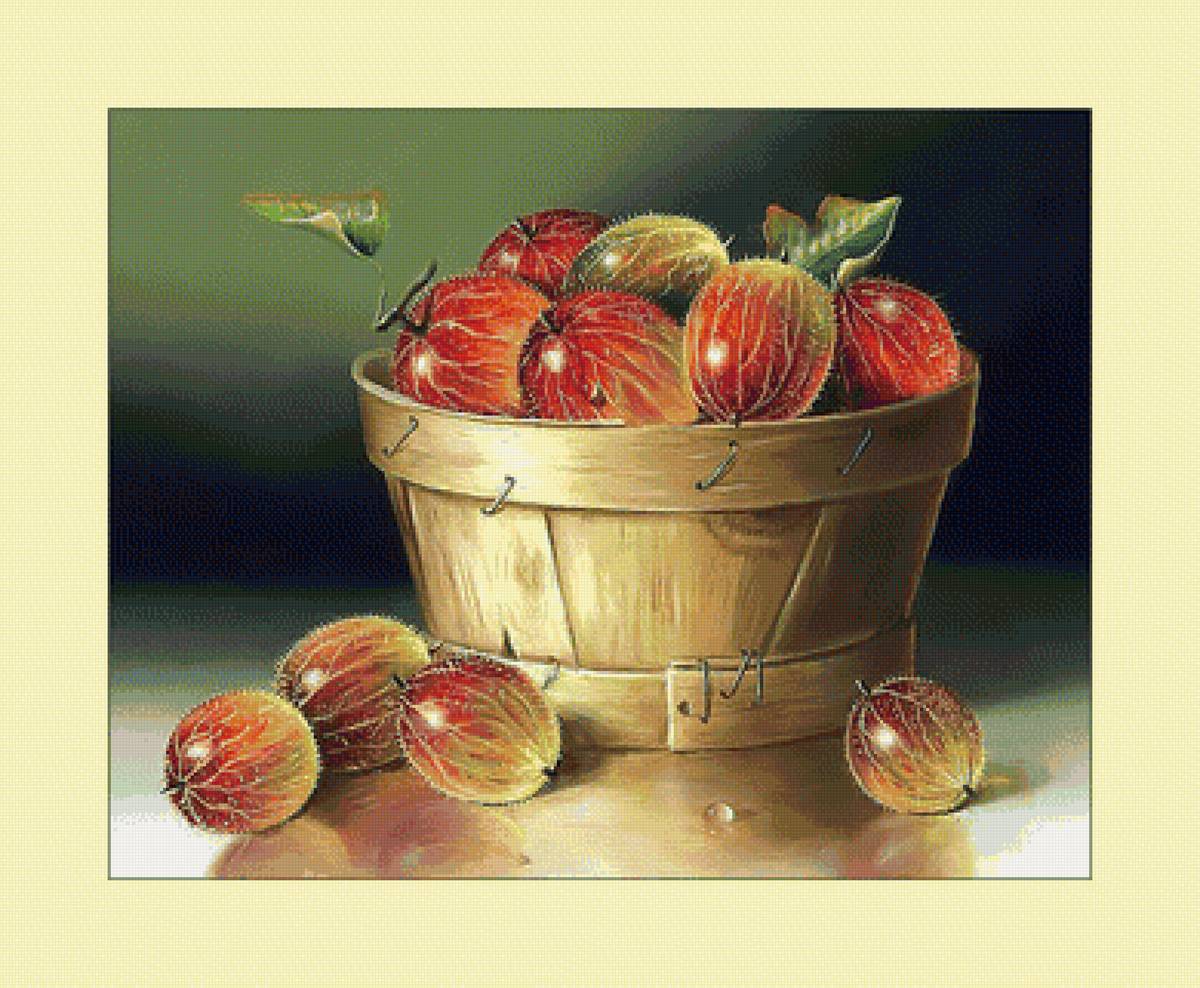 Крыжовничек. - живопись, крыжовник, натюрморт, ягоды - предпросмотр