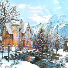 Схема вышивки «Зимний пейзаж.»