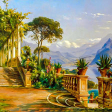 Схема вышивки «Lodge on Lake Como.»