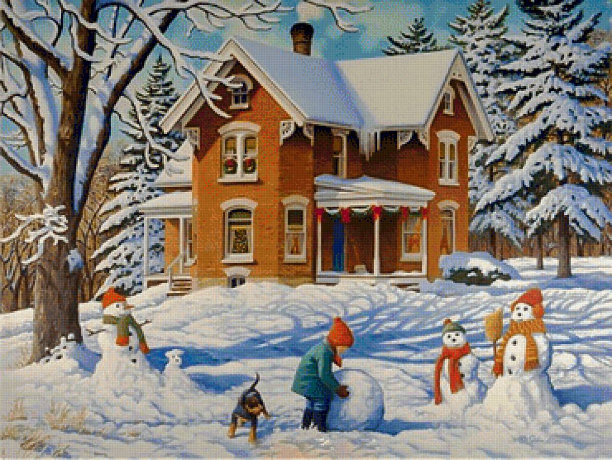 Make New Friends. - snowscenes.christmas.children.animals. - предпросмотр