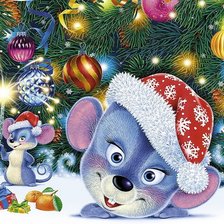 Схема вышивки «Новогодняя мышь»
