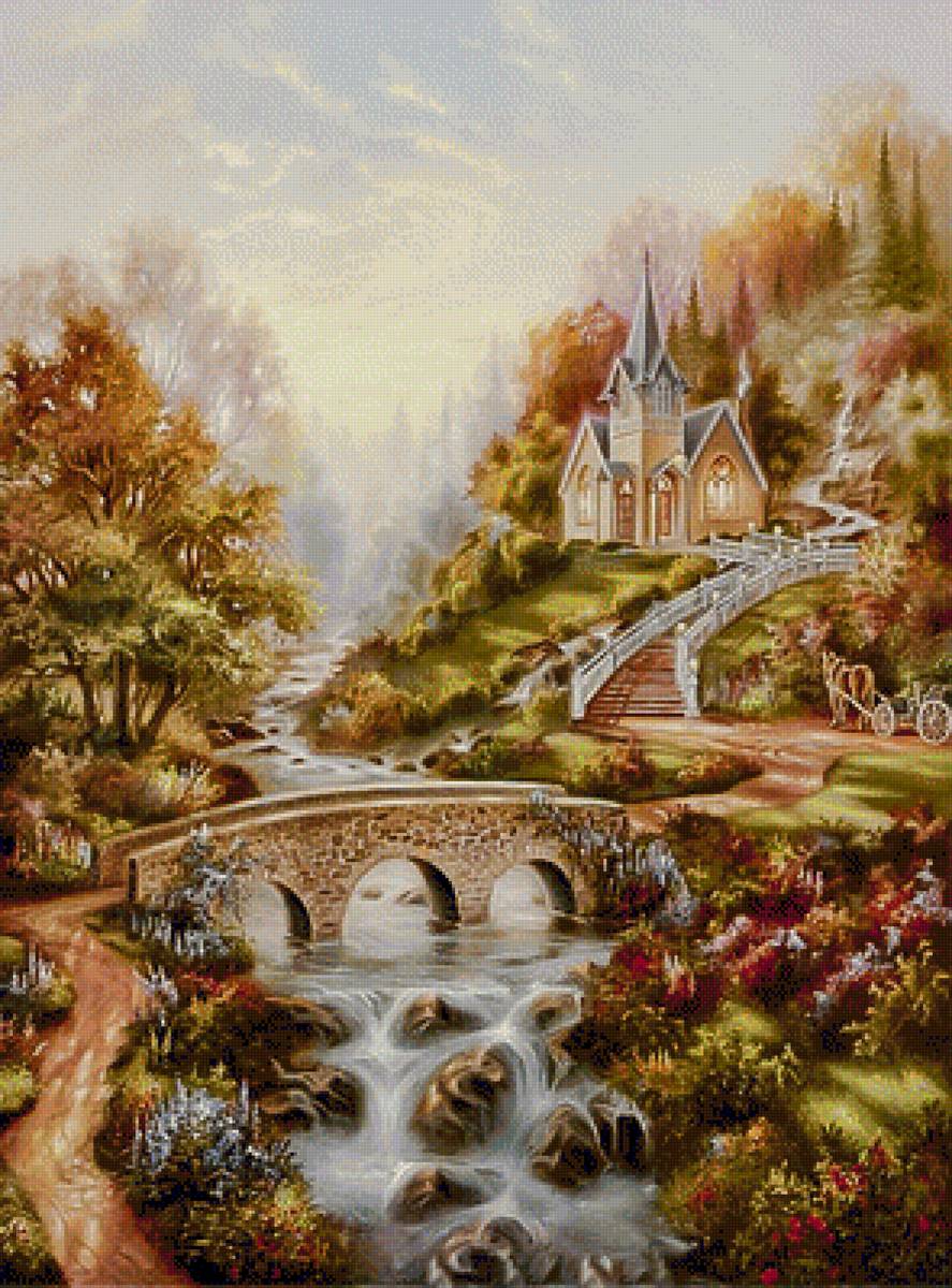 Mountain Chapel. - james lee painter.landscape.scenarys.animals. - предпросмотр