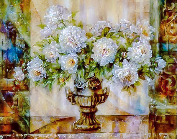 Peony Rhapsody. - lena liu painter.flowers and gardens. - оригинал