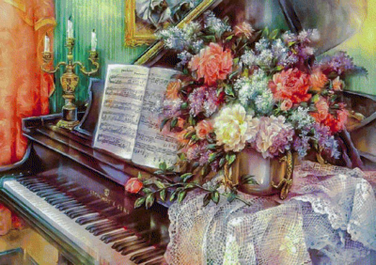 Piano Sonata. - lena liu painter.flowers and gardens.music. - предпросмотр