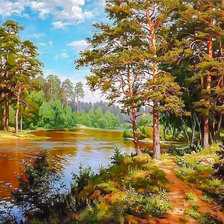 Схема вышивки «Pines Along the River.»