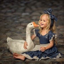 Схема вышивки «девочка с гусем»