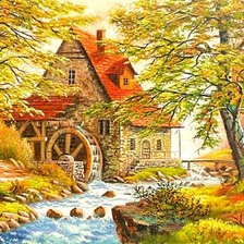 Мельница осень