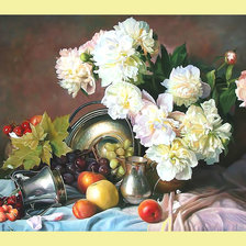 Схема вышивки «Натюрморт с пионами.»