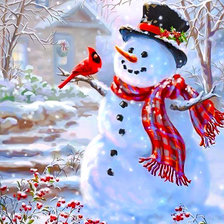 Схема вышивки «Talking with Mr.Snowman.»