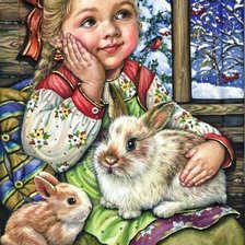 Схема вышивки «dievčatko,zima»