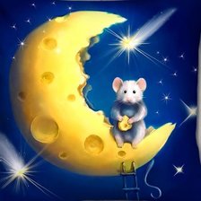 Схема вышивки «мышь на луне»