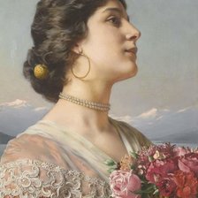 Схема вышивки «Девушка с цветами»