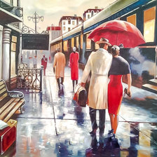 Схема вышивки «At the Train Station.»