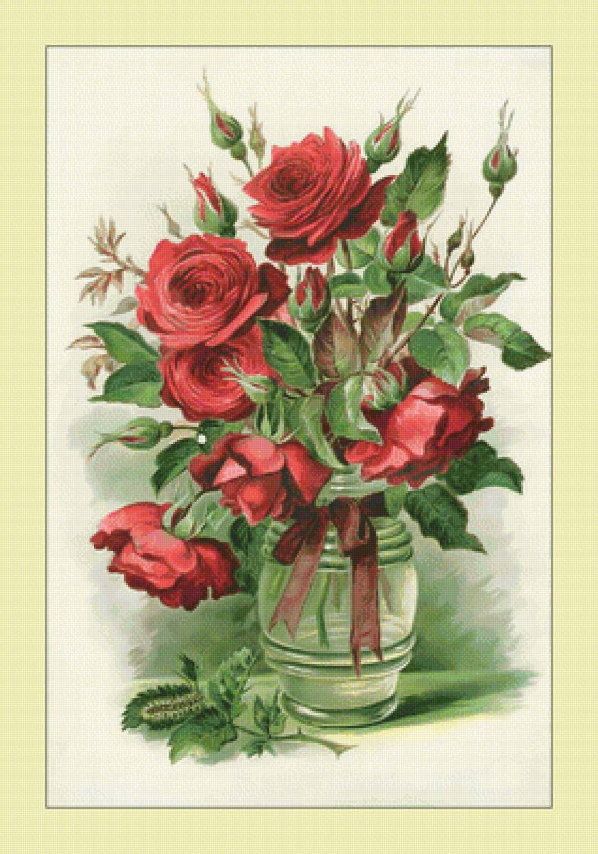 Розы. Букет. - розы, живопись, цветы, букет - предпросмотр