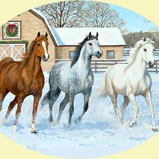 Схема вышивки «Лошади.»