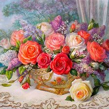 Схема вышивки «розы на столе»