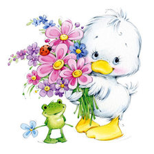 Схема вышивки «утенок с лягушонком»