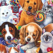 Схема вышивки «щенки и котята»