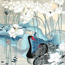 Схема вышивки «лебеди»