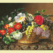 Схема вышивки «Цветы в корзине.»