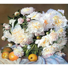 Схема вышивки «Пионы и фрукты.»