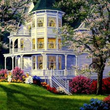 Схема вышивки «Дом с цветами»