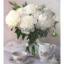 Схема вышивки «Натюрморт с пионами.»