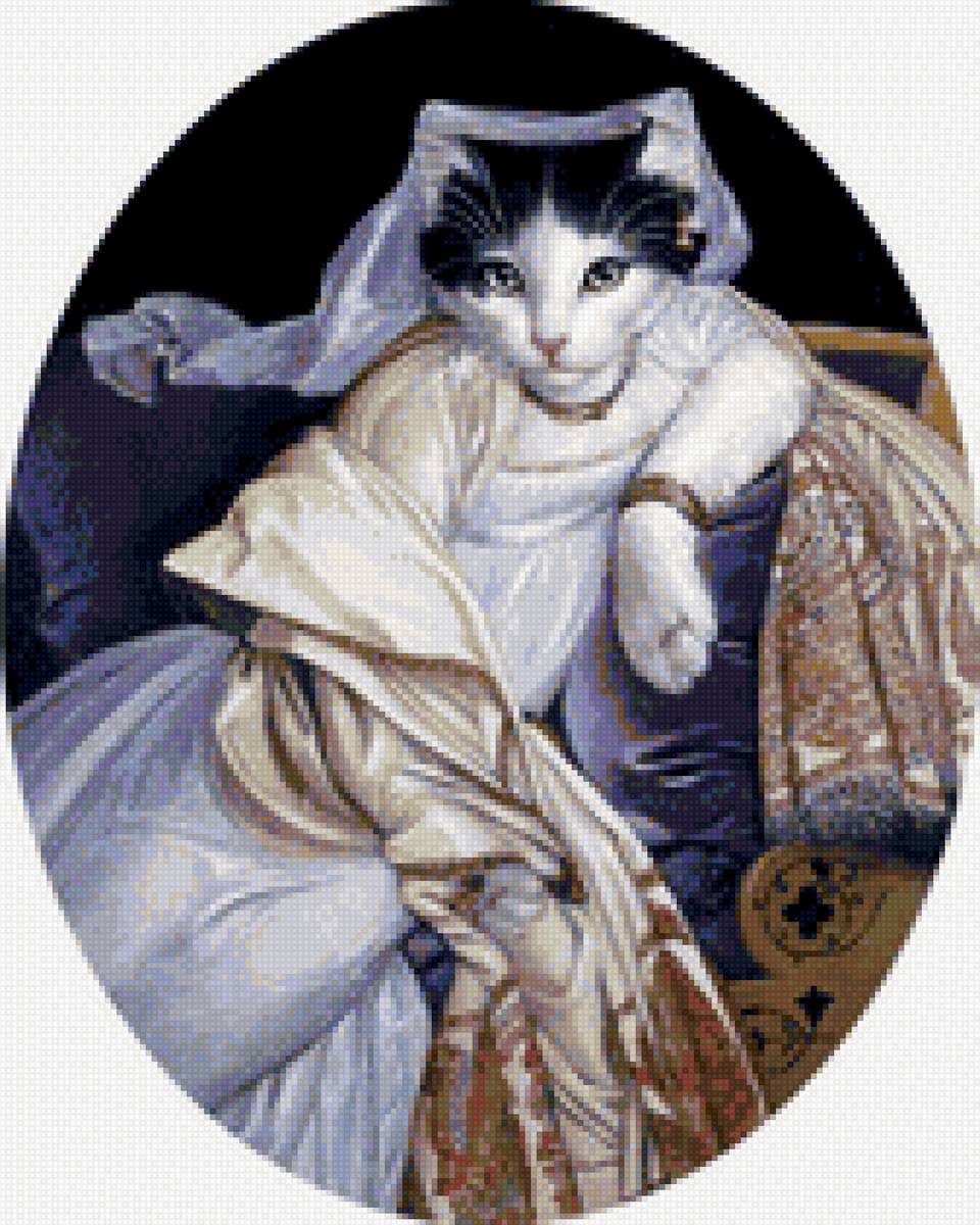 Дама - кошка, животные, дама - предпросмотр