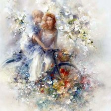 Схема вышивки «Пара на велосипеде 2»