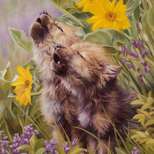 Схема вышивки «Baby Wolves Howling.»