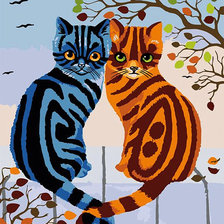 Схема вышивки «Кошки весной»