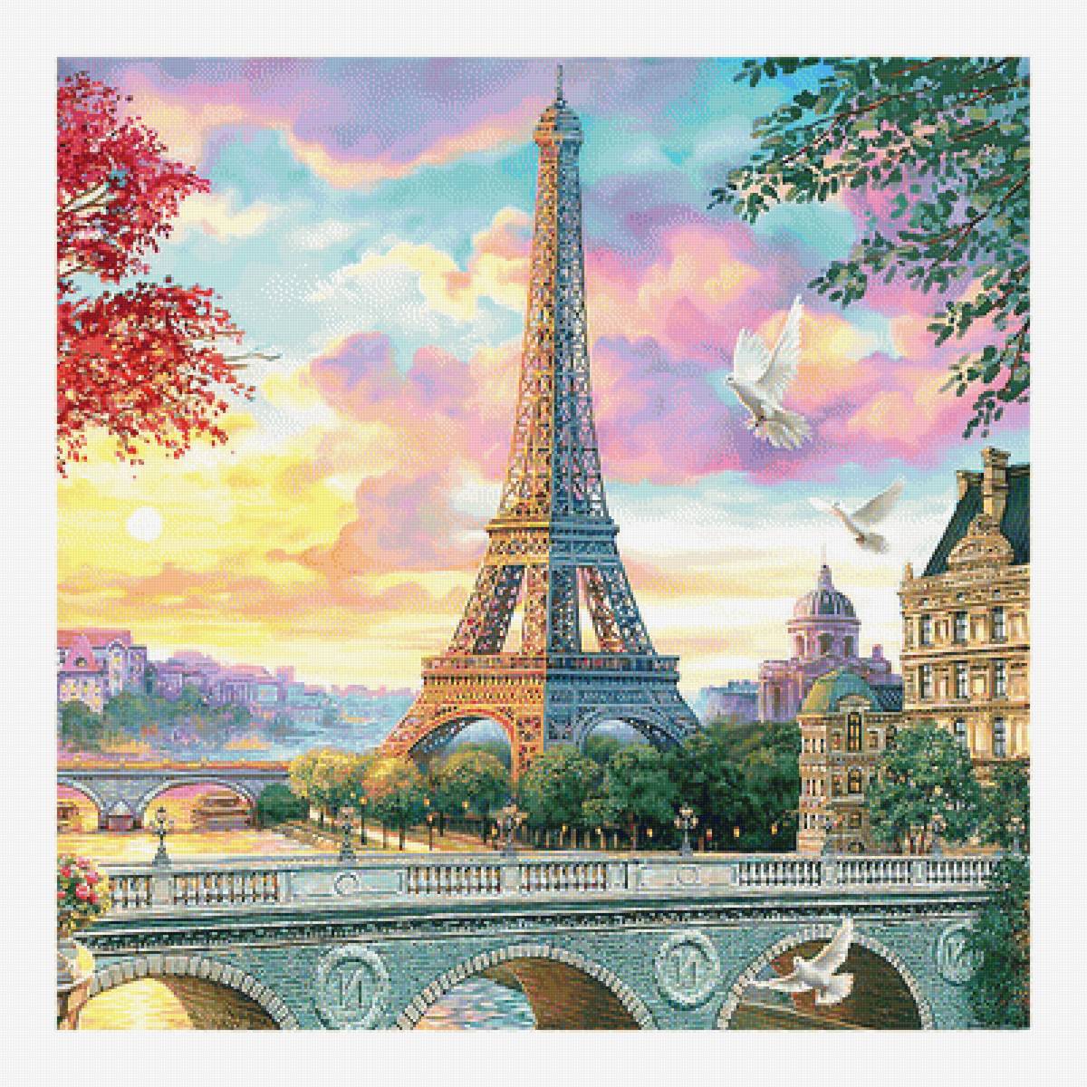 Эйфелева башня. - живопись, город, эйфелева башня, пейзаж - предпросмотр