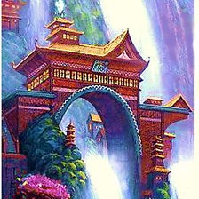 Схема вышивки «храм в горах»