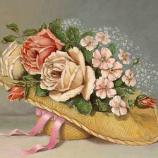 Схема вышивки «Цветы в шляпе»