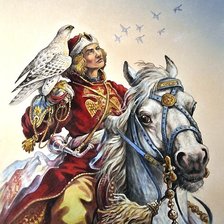 Схема вышивки «охота с кречетом»