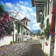 Схема вышивки «Улица, ведущая в горы»