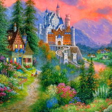 Схема вышивки «Пейзаж с замком»