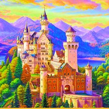 Схема вышивки «Пейзаж с замком»