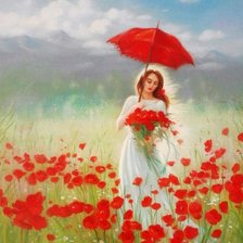 Схема вышивки «красный зонтик»