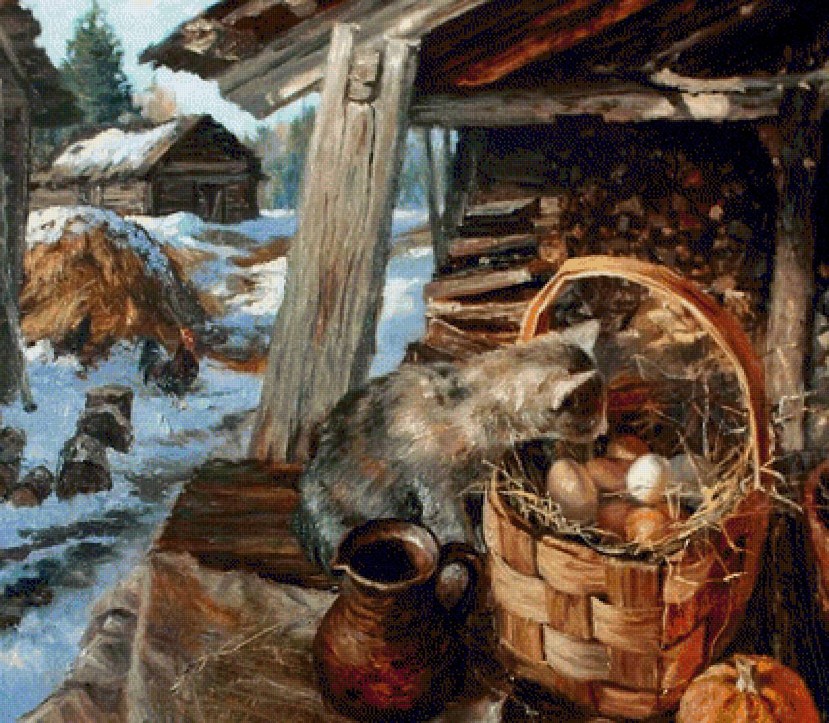 кошка в деревне - предпросмотр