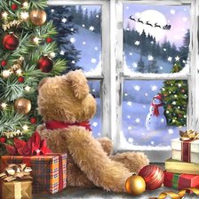 Схема вышивки «Мишка у окошка»