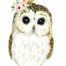 Схема вышивки «Совушка с цветочком»