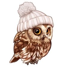 Схема вышивки «Совенок в шапочке»