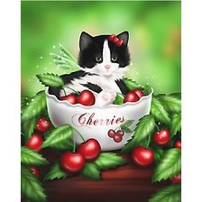 Схема вышивки «вишнёвый котёнок»
