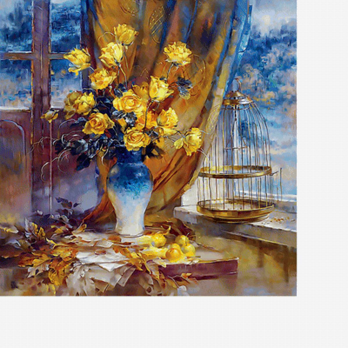 Желтые розы - букет, натюрморт, цветы - предпросмотр