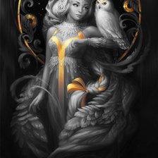 Схема вышивки «леди и сова»