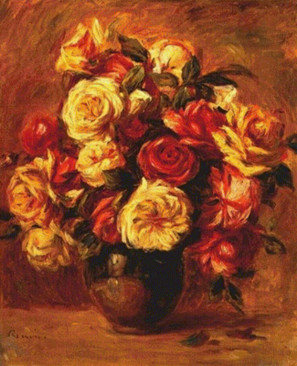 Bouquet of Roses - bouquet of roses by pierre-auguste renoir, 1909 - c.1913 - предпросмотр