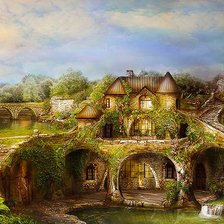 Схема вышивки «Дом с водопадами»