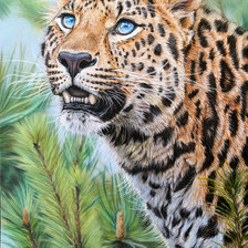 Схема вышивки «Леопард в лесу»